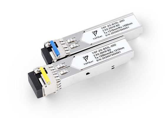 أجهزة الإرسال والاستقبال الضوئية SFP منخفضة EMI 3.3V 20 كم 2.5G